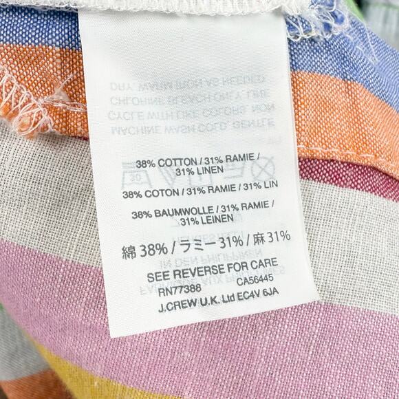 J Crew Women's Rainbow Pinstripe Linen Blend Dress Medium Petite - Picture 11 of 16